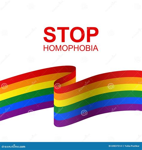 stop homophobia vector card with lgbt flag stock vector illustration of homosexuality
