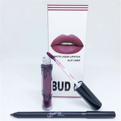 New Bud K Matte Liquid Lipstick Cosmetic Lip Kitlip Liner Pencil Lip Gloss Mate Waterproof Long