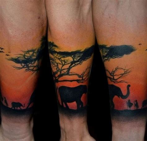 Sunset Safari Africa Guys Forearm Band Sleeve Tattoo Symbol Tattoos
