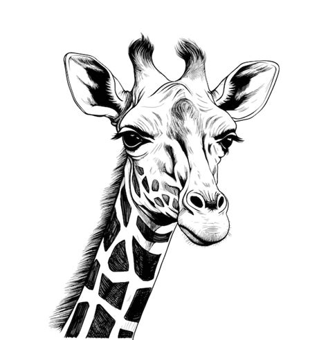 Premium Vector Sketch Of The Giraffe Head Hand Drawn Giraffe Vector