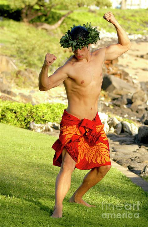 Male Hawaiian Hula Dancer In A Very Masculine Pose Photograph By