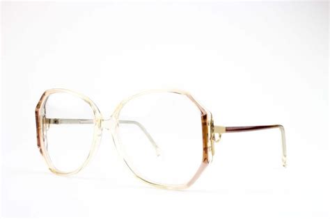 Vintage Eyeglass Frame 80s Oversized Clear Geometric Glasses 1980s