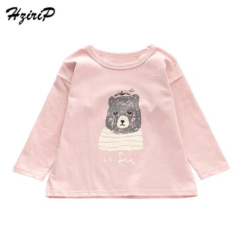 Hzirip 2018 New Spring Girls T Shirt Cute Bear Print Long Sleeve Cotton