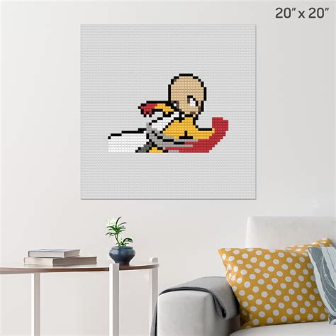 One Punch Man Saitama Pixel Art Wall Poster Build Your Own With