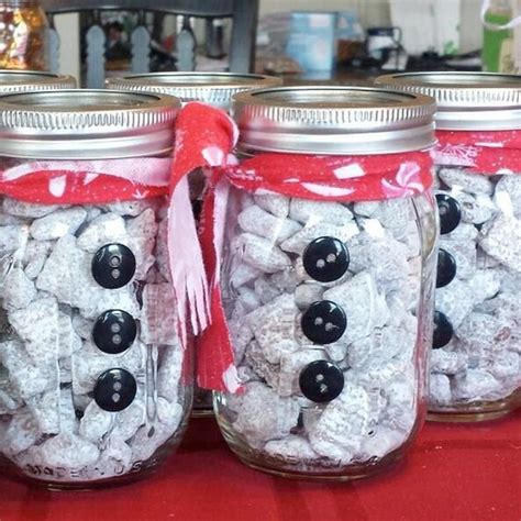 Snowman Puppy Chow Jars 25 More Mason Jar T Ideas Mason Jar