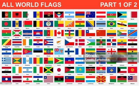 Alla Världens Flaggor I Alfabetisk Ordning Del 1 Av 2 Vektorgrafik Och