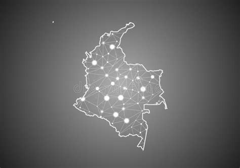 Vectorwireframenetwerk Veelhoekig Van De Kaart Van Colombia Abstracte
