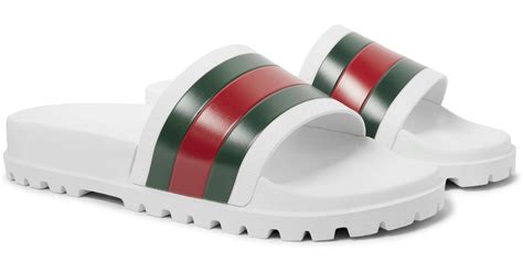 Lyst Gucci Web Slide Sandal In White For Men Save 2222222222222223