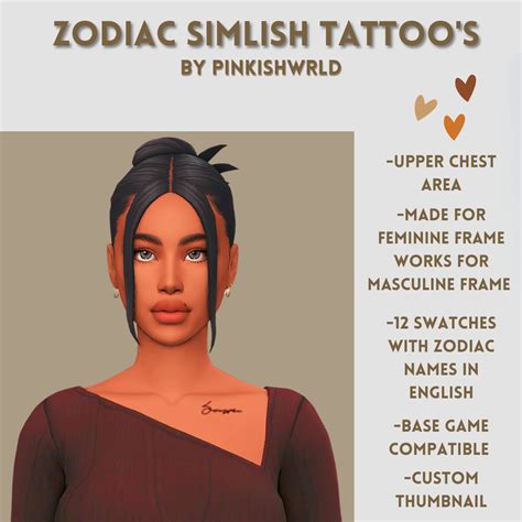 Simlish Tattoos By Pinkishwrld The Sims 4 Create A Sim Curseforge