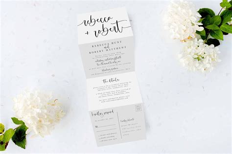 Tri Folding Wedding Invitation Tri Fold Invite Minimal Etsy Minimal