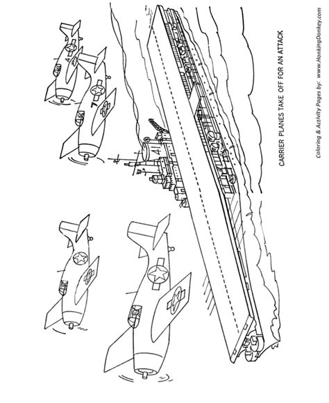Armed Forces Day Coloring Pages Us Navy Aircraft Carrier Ww Ii