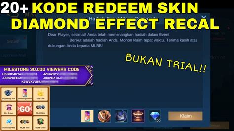 20 Kode Redeem Skin Diamond Efek Recall Permanen Event Nma S3 Lucky