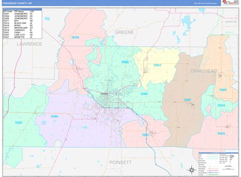 Craighead County Ar Wall Map Color Cast Style By Marketmaps