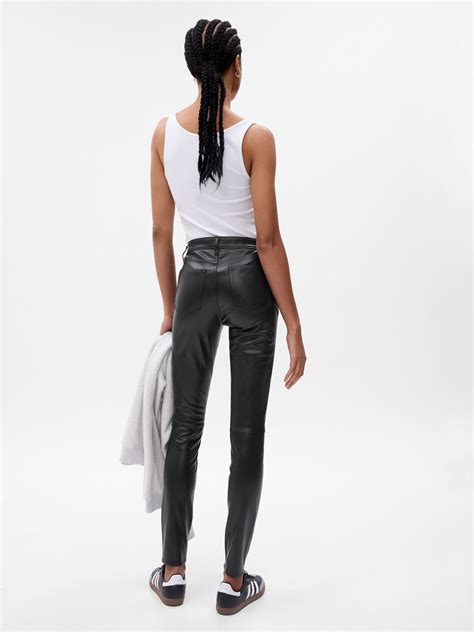 Mid Rise Vegan Leather True Skinny Pants Gap
