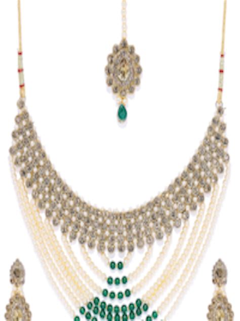 buy spargz gold plated lct stone and pearl jewellery set jewellery set for women 9689863 myntra