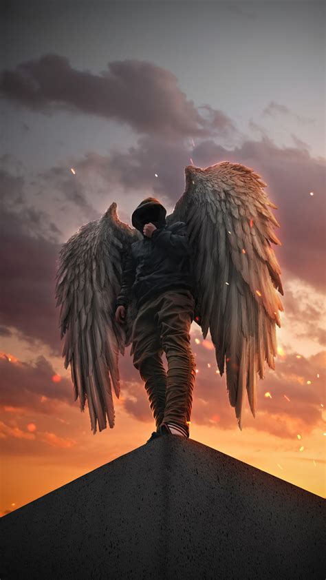 84273 Angel Boy Hoodie Wings Artist Artwork Digital Art Hd 4k