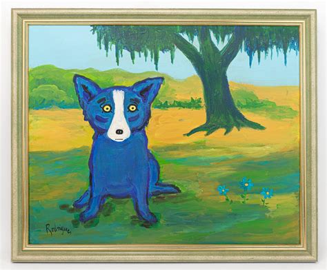 George Rodrigue Blue Dog Painting In The Style Of Barnebys