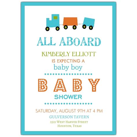Mod Simple Train Baby Shower Invitations Paperstyle