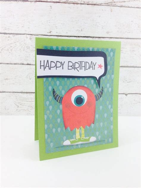 Happy Birthday Monster Card By Debbiescutsandcrafts On Etsy 350