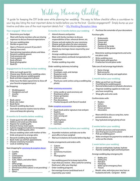 Printable Wedding Checklist Comprehensive Wedding Planning Checklist