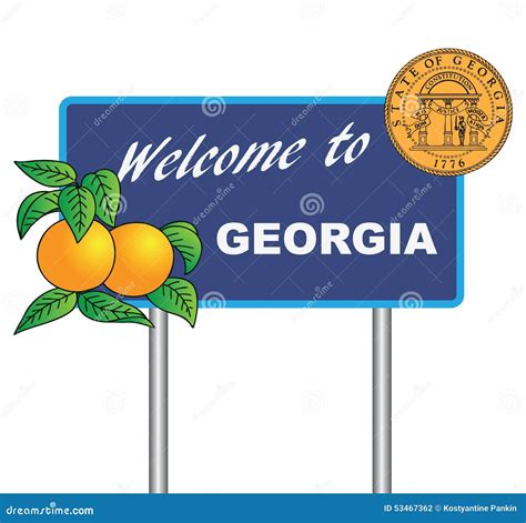 Road Sign Welcome To Georgia Vector Illustration