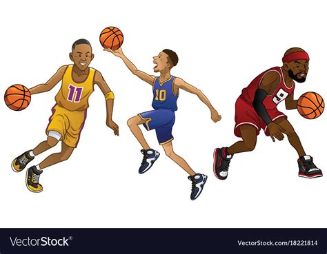 Cartoon Of Basketball Players In Set Royalty Free Vector