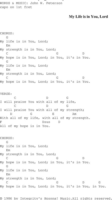 My Life Is In You Lord Christian Gospel Song Lyrics And Chords