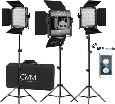 GVM 3 Pack LED Video Lighting Kits With APP Control Bi Color Variable