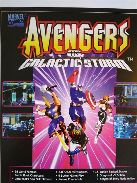 Data East Avengers In Galactic Storm Arcade Flyer Captain America Black