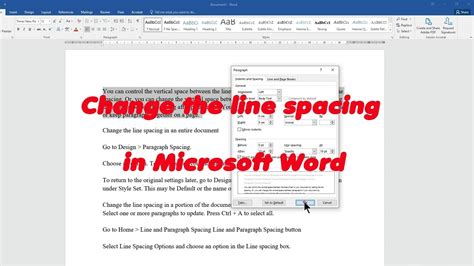Change The Line Spacing In Microsoft Word Youtube