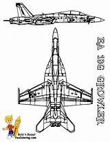 Coloring Airplane Ea 18g Growler Hornet Super Template Yescoloring Drawings Fierce Sketch sketch template