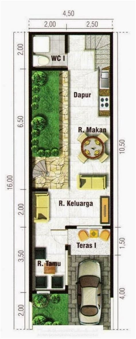 Desain rumah minimalis di video kali ini dengan lahan lebar 6 meter dan panjang 7 meter, model rumah minimalis sederhana. 64 Contoh Denah Rumah Lebar 4 Meter | Homkonsep