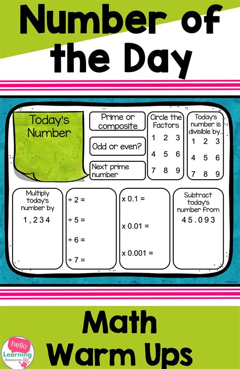 Number Of The Day Activity For Math Warm Ups Morning Work Or Bell