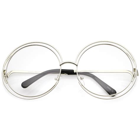 sunglass la sunglassla women s oversize wire frame clear lens round eyeglasses 62mm 62mm