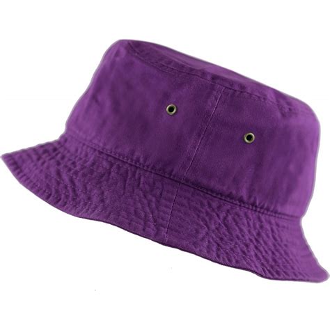 Unisex 100 Cotton Packable Summer Travel Bucket Beach Sun Hat Purple