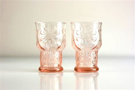 Vintage Libbey Pink Flower Glasses