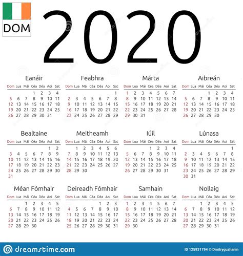 2020 Wall Planner Printable Ireland Example Calendar Printable