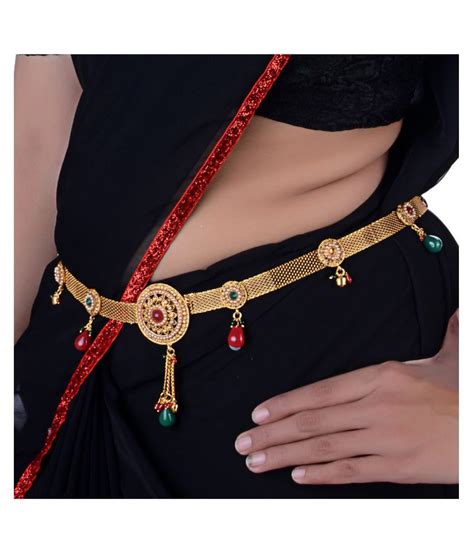 Lucky Jewellery Designer Golden Multi Color Alloy Waist Belt For Women