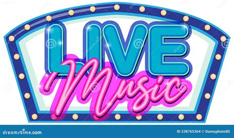 Live Music Logo Design With Neon Hand Drawn Font Stock Vector