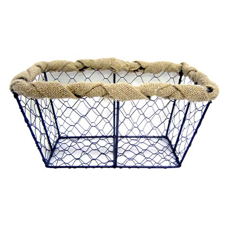 Small Chicken Wire Basket With Burlap Wrap At Home
