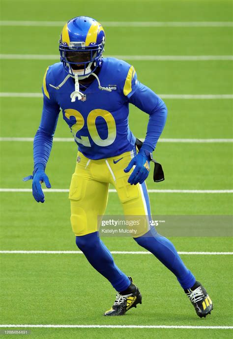 Jalen Ramsey Of The Los Angeles Rams Warms Up Before The Game Against