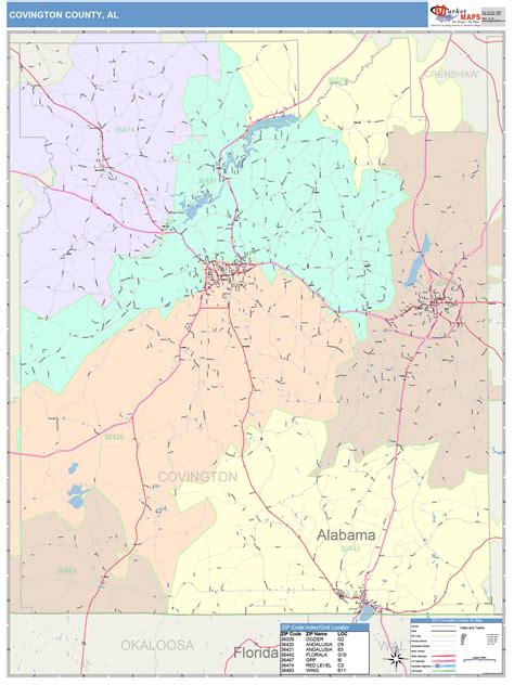 Covington County Al Wall Map Color Cast Style By Marketmaps