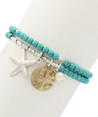 Olivia Welles Jewelry Turquoise Two Tone Aleyda Stretch Bracelet Set