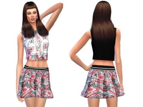 The Sims Resource Short Summer Outfit Floral By Sweetsims4 • Sims 4