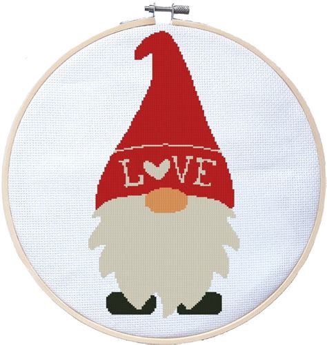 valentine s gnome cross stitch pattern love cross stitch etsy