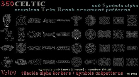 350 Celtic Seamless Trim Brush Ornament Patterns And Symbols Alpha