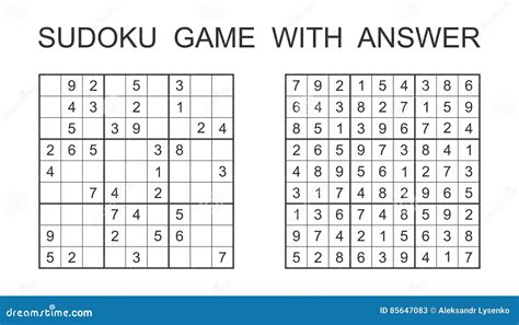 Sudoku Game With Answers Simple Vector Design Set