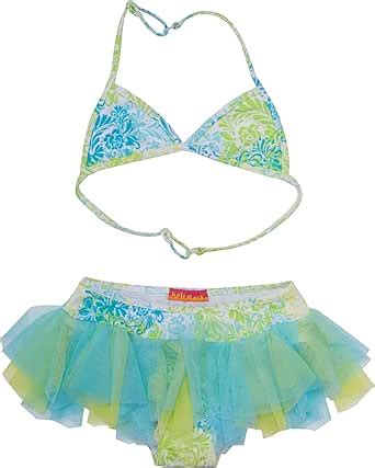 Amazon Com Kate Mack Girl S X Tropical Tattoo Piece Skirted Swimsuit In Aqua Size