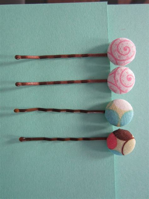 The Bees Times Three: Fabric Covered Button Bobby Pins