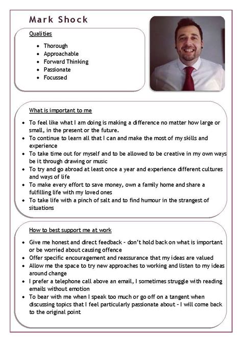 Download tourist profile example for free. SEN Caseworker Mark's One Page Profile | First page, Profile, Aspie